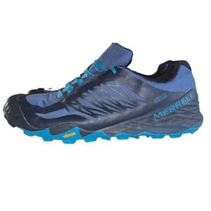 Merrell All Out Terra Ice Trail Running Shoes Navy Racer Vibram Spikes Size 11.5
